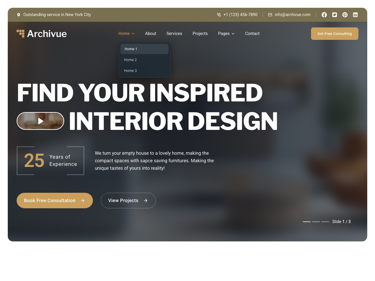 Homepage of the Archivue concept build