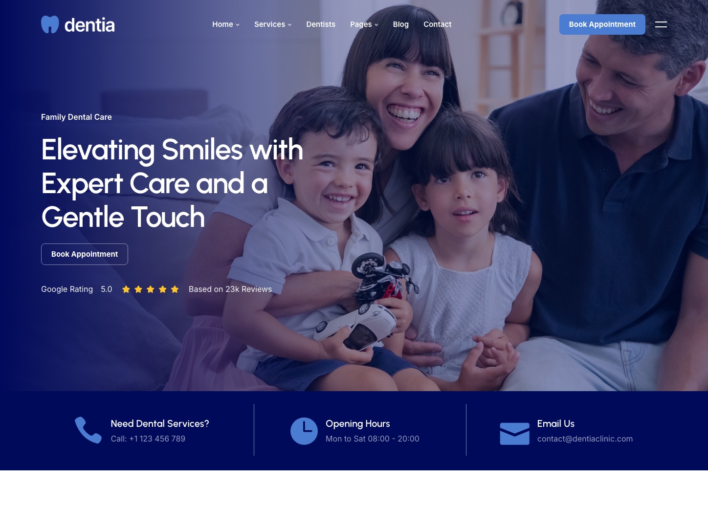 Homepage of the Dentia concept build