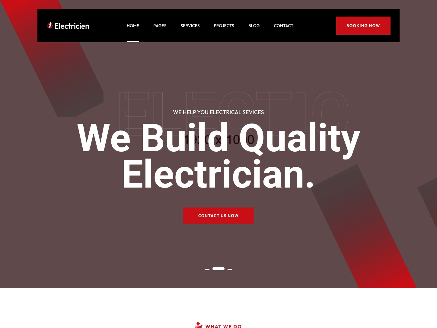 Homepage of the Electricien concept build