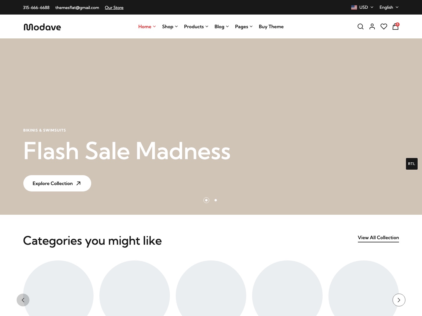 Homepage of the Modave concept build