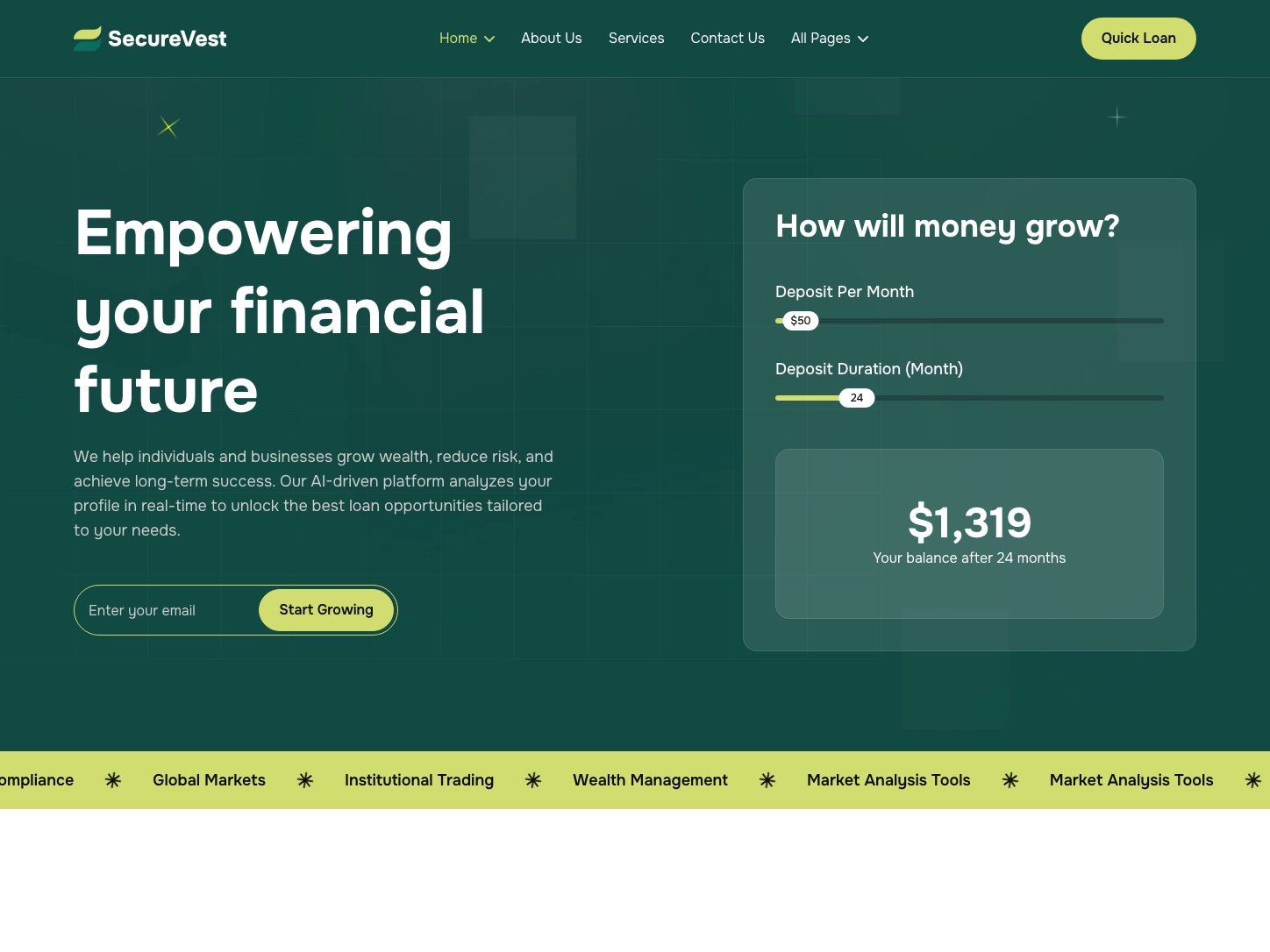 Homepage of the Securevest concept build