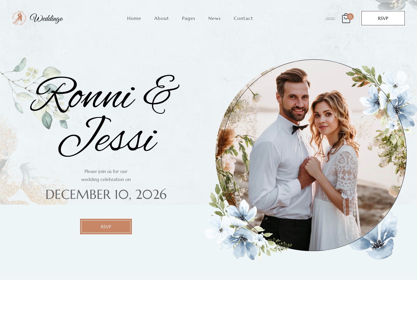 Homepage of the Weddingo concept build