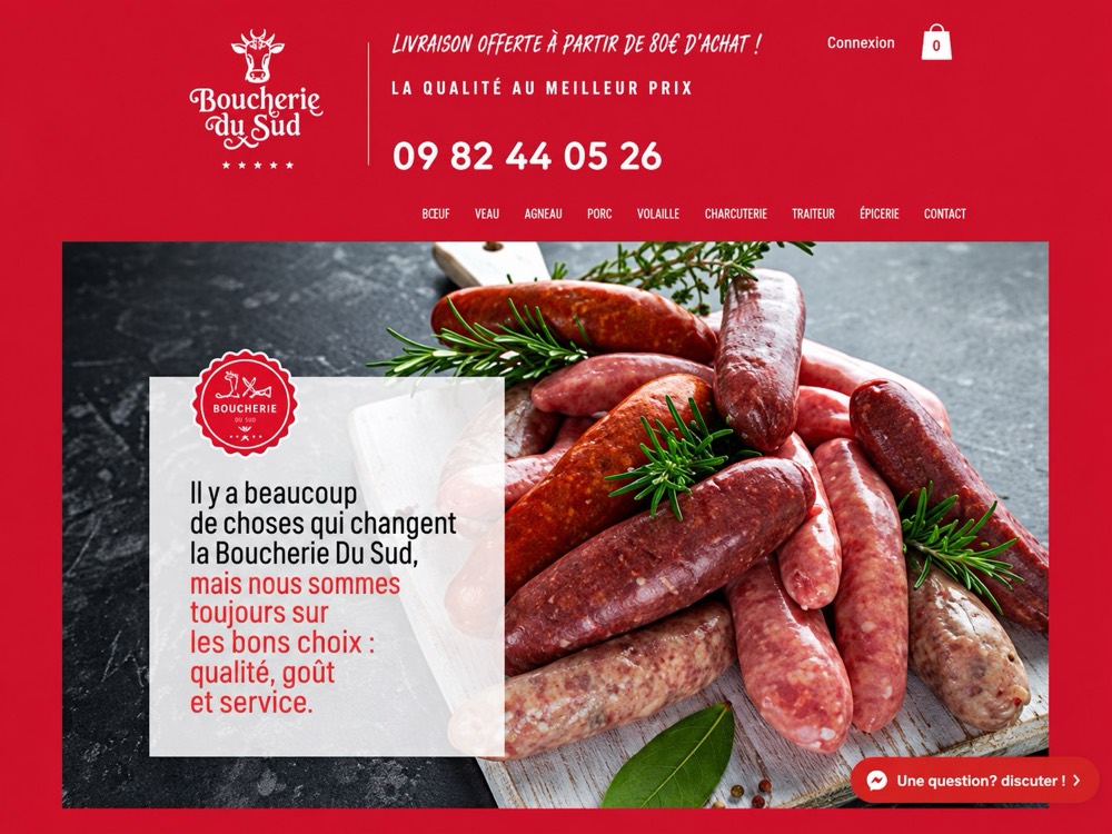 Homepage of the Boucherie du Sud website (archived screenshot)